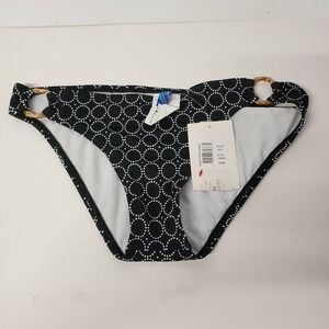 Island Soul Bikini Bottom Women's Swimwear Gold Rings Hoops Black/White‎ Small